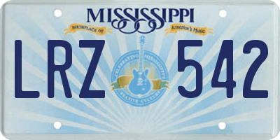 MS license plate LRZ542