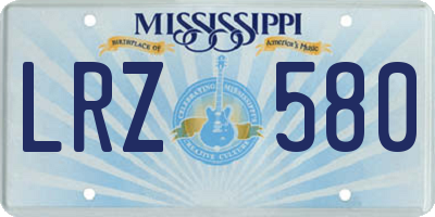 MS license plate LRZ580