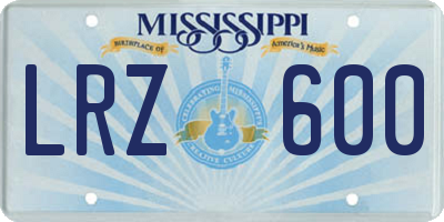 MS license plate LRZ600