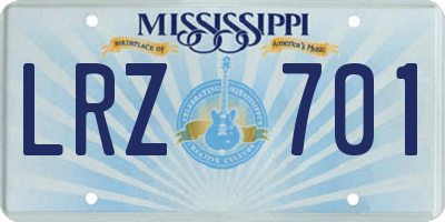 MS license plate LRZ701