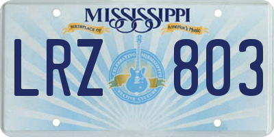 MS license plate LRZ803