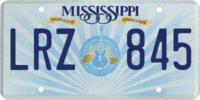MS license plate LRZ845