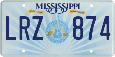 MS license plate LRZ874