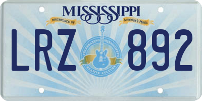 MS license plate LRZ892