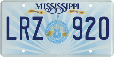 MS license plate LRZ920