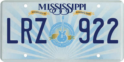 MS license plate LRZ922
