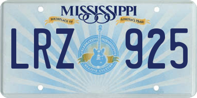 MS license plate LRZ925