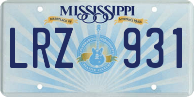 MS license plate LRZ931