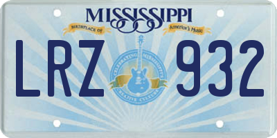 MS license plate LRZ932