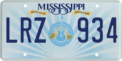 MS license plate LRZ934