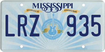 MS license plate LRZ935