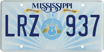 MS license plate LRZ937