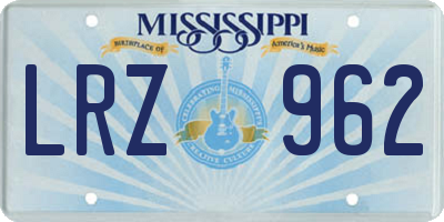 MS license plate LRZ962