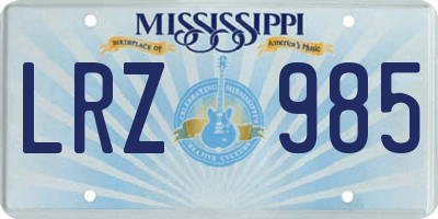 MS license plate LRZ985