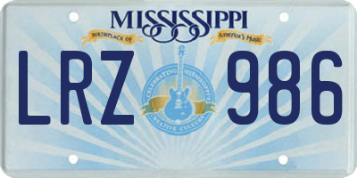 MS license plate LRZ986