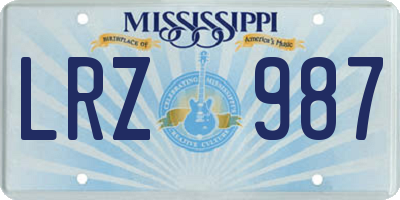 MS license plate LRZ987