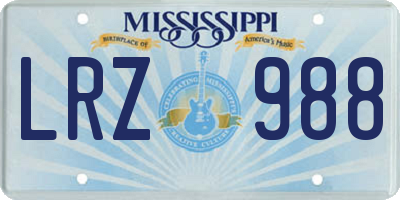 MS license plate LRZ988