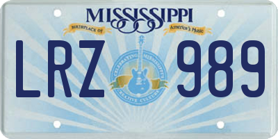 MS license plate LRZ989