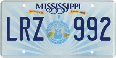 MS license plate LRZ992