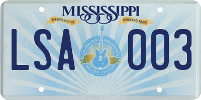 MS license plate LSA003