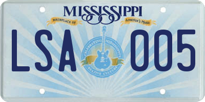 MS license plate LSA005