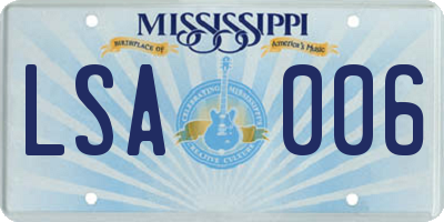 MS license plate LSA006