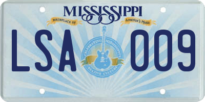MS license plate LSA009