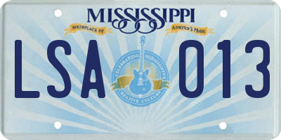 MS license plate LSA013