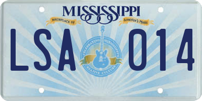 MS license plate LSA014
