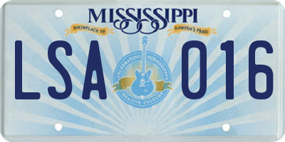 MS license plate LSA016