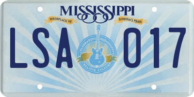 MS license plate LSA017