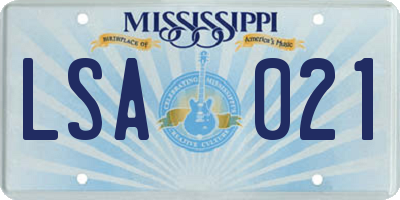 MS license plate LSA021