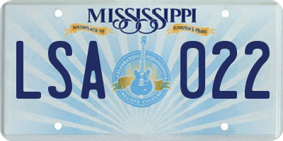 MS license plate LSA022