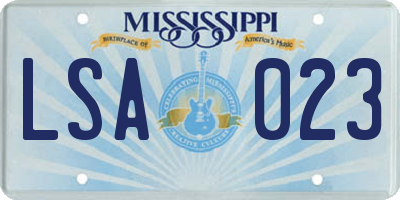 MS license plate LSA023
