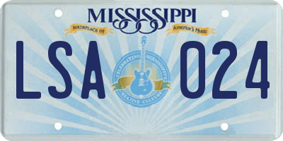 MS license plate LSA024