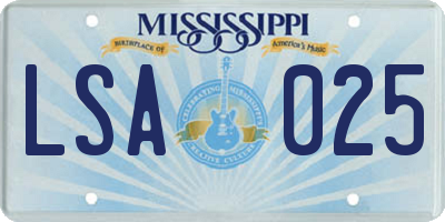 MS license plate LSA025