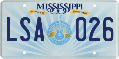 MS license plate LSA026