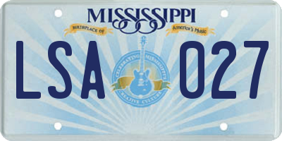 MS license plate LSA027