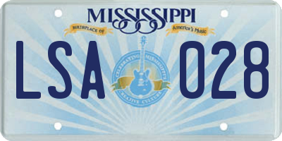 MS license plate LSA028