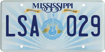 MS license plate LSA029