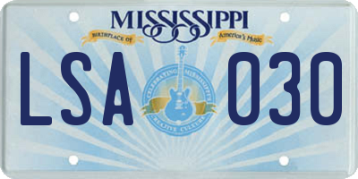 MS license plate LSA030