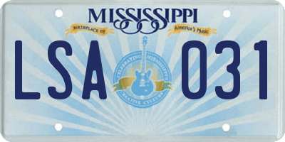 MS license plate LSA031