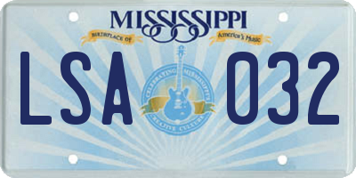 MS license plate LSA032