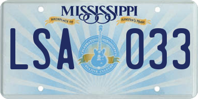 MS license plate LSA033