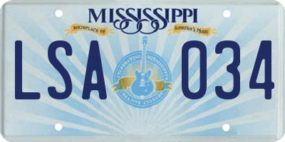 MS license plate LSA034