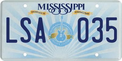MS license plate LSA035