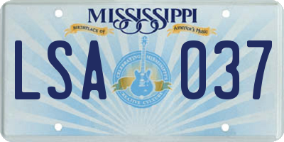 MS license plate LSA037