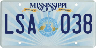 MS license plate LSA038