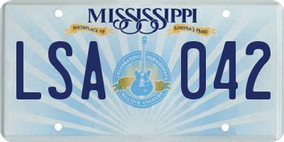 MS license plate LSA042