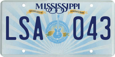 MS license plate LSA043